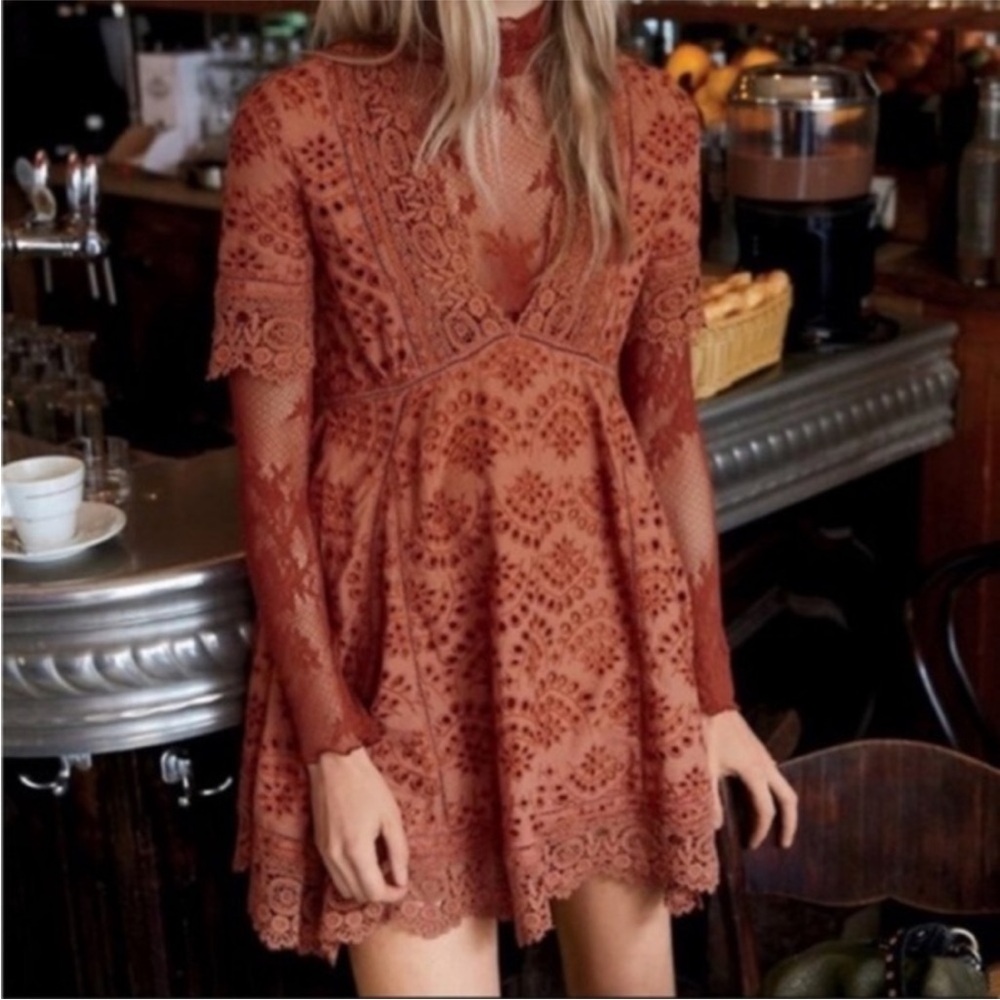 Free People x NIGHTCAP Clothing Eyelet Mini Dress